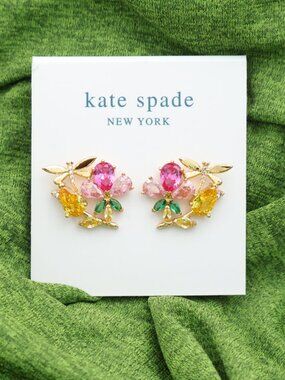 Kate Spade Greenhouse Gold Floral Cluster Stud Earrings